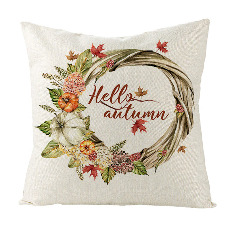 HKM-401875 Cartoon Letter Print Christmas Pillow Cover, 45x45cm, Soft PP Cotton Cushion for Sofas and Office