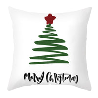 HKM-401875 Cartoon Letter Print Christmas Pillow Cover, 45x45cm, Soft PP Cotton Cushion for Sofas and Office
