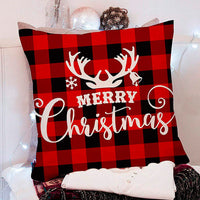 HKM-401875 Cartoon Letter Print Christmas Pillow Cover, 45x45cm, Soft PP Cotton Cushion for Sofas and Office
