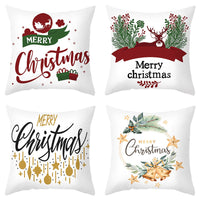 HKM-401875 Cartoon Letter Print Christmas Pillow Cover, 45x45cm, Soft PP Cotton Cushion for Sofas and Office