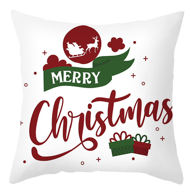 HKM-401875 Cartoon Letter Print Christmas Pillow Cover, 45x45cm, Soft PP Cotton Cushion for Sofas and Office