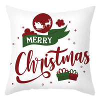 HKM-401875 Cartoon Letter Print Christmas Pillow Cover, 45x45cm, Soft PP Cotton Cushion for Sofas and Office