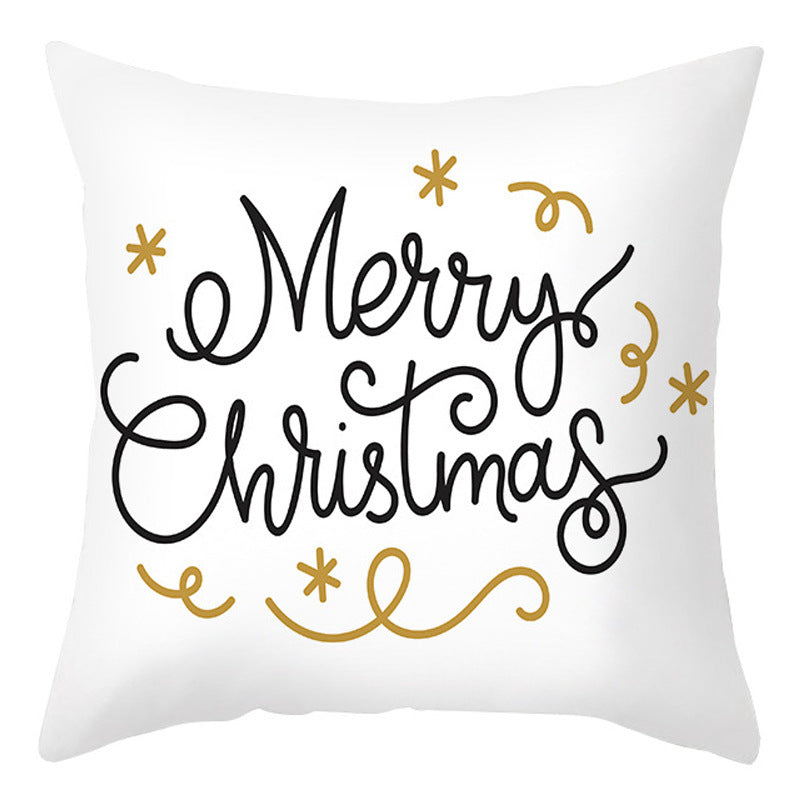 HKM-401875 Cartoon Letter Print Christmas Pillow Cover, 45x45cm, Soft PP Cotton Cushion for Sofas and Office