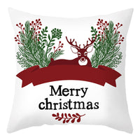 HKM-401875 Cartoon Letter Print Christmas Pillow Cover, 45x45cm, Soft PP Cotton Cushion for Sofas and Office
