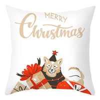 HKM-401875 Cartoon Letter Print Christmas Pillow Cover, 45x45cm, Soft PP Cotton Cushion for Sofas and Office