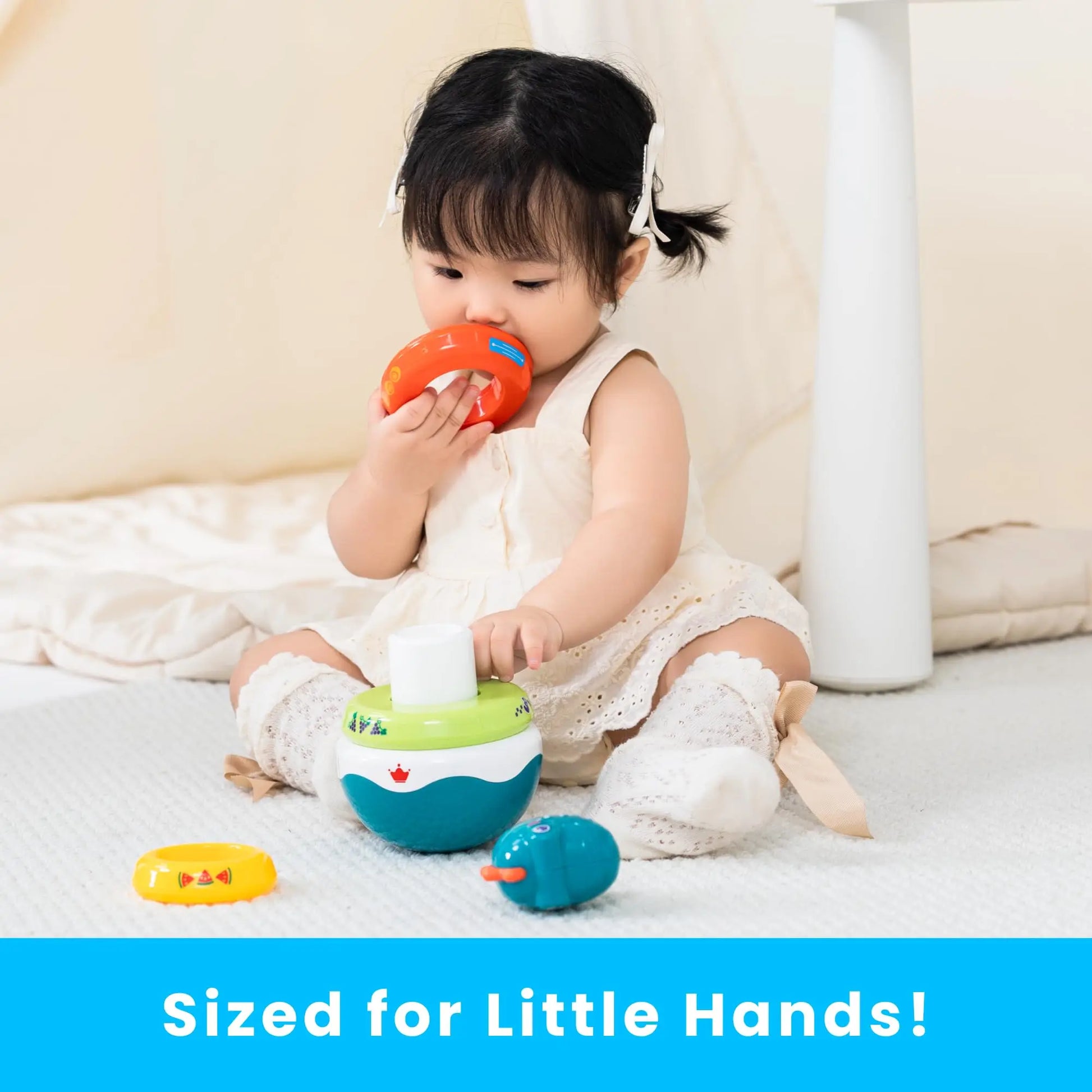 HKM-401875 Dino Stacking Tumbler Toy - Colorful Rainbow Ring Big Roly Poly Educational Toy for Infants and Toddlers