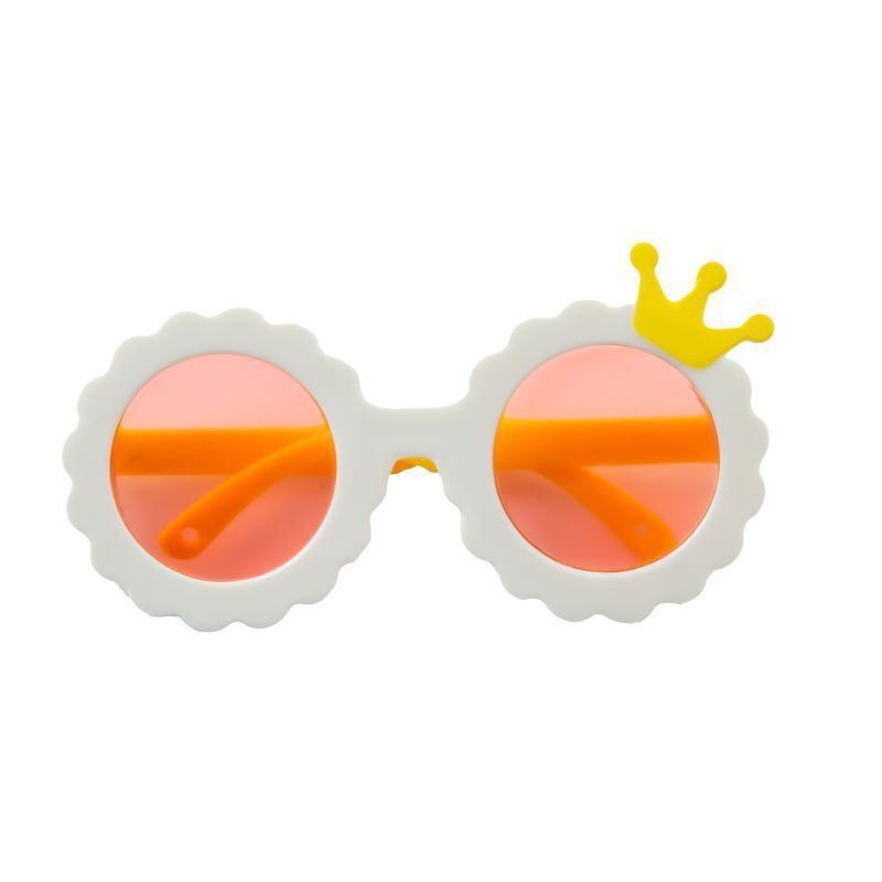 HKM-402067 Cute Round Frame Sunglasses for Dogs and Cats in Pink, Yellow, Red, and Cream White