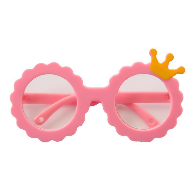 HKM-402067 Cute Round Frame Sunglasses for Dogs and Cats in Pink, Yellow, Red, and Cream White
