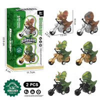 HKM-402323 Pull Back Dinosaurs and Animal Motorcycle Cars - Friction Traffic Toy for Ages 5 and Up