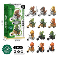 HKM-402323 Pull Back Dinosaurs and Animal Motorcycle Cars - Friction Traffic Toy for Ages 5 and Up