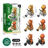 HKM-402323 Pull Back Dinosaurs and Animal Motorcycle Cars - Friction Traffic Toy for Ages 5 and Up