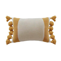 HKM-402515 Solid Color Wool Ball Pillow with Lantern Tassel - 45x45cm, Acrylic Material