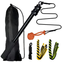HKM-402515 Telescopic Dog Teasing Rod with Ropes and Ball - 102cm Black Aluminum Alloy Pet Toy