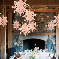 HKM-402835 3D Hollow Snowflake Hanging Ornaments Set - 6 Pcs for Home and Party Decoration