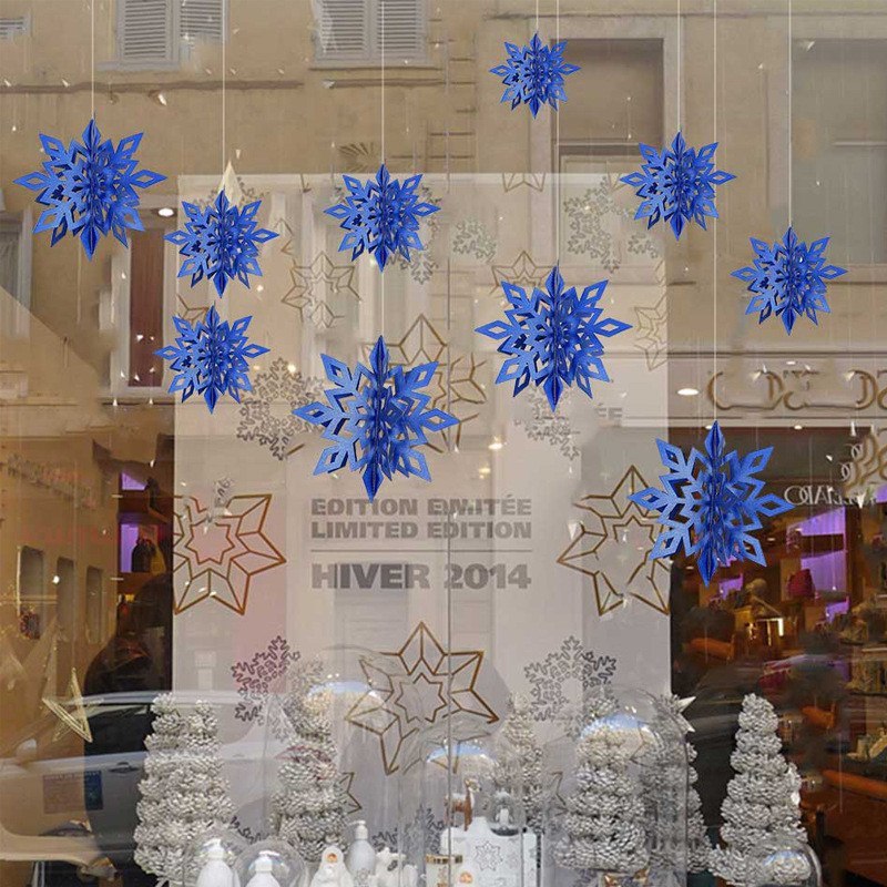 HKM-402835 3D Hollow Snowflake Hanging Ornaments Set - 6 Pcs for Home and Party Decoration
