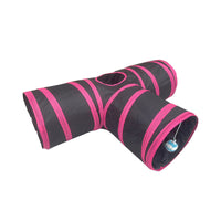 HKM-402899 Foldable Suede Cat and Rabbit Tunnel - T-Shape, Y-Shape in Blue, Red, and Rainbow Styles