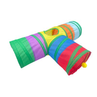 HKM-402899 Foldable Suede Cat and Rabbit Tunnel - T-Shape, Y-Shape in Blue, Red, and Rainbow Styles