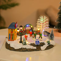 HKM-403027 Glowing Music Snow House Resin Christmas Decoration with USB Power Supply