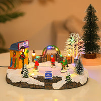 HKM-403027 Glowing Music Snow House Resin Christmas Decoration with USB Power Supply