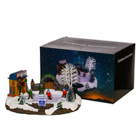 HKM-403027 Glowing Music Snow House Resin Christmas Decoration with USB Power Supply