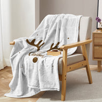 HKM-403219 Soft Flannel Velvet Deer Antler Pattern Blanket for Sofa, Camping, and Napping - Multiple Sizes Available