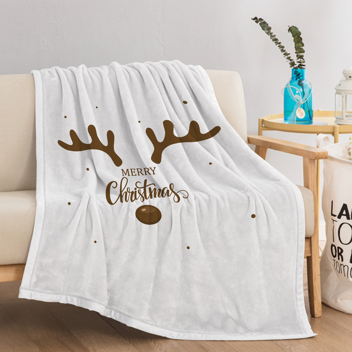HKM-403219 Soft Flannel Velvet Deer Antler Pattern Blanket for Sofa, Camping, and Napping - Multiple Sizes Available
