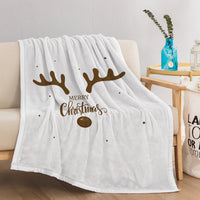 HKM-403219 Soft Flannel Velvet Deer Antler Pattern Blanket for Sofa, Camping, and Napping - Multiple Sizes Available