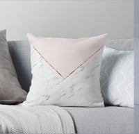 HKM-403283 Geometric Rose Gold and Gold Leaf Plush Pillowcase - 45x45cm European-American Style
