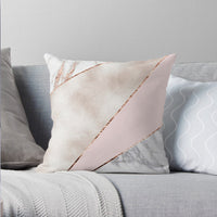 HKM-403283 Geometric Rose Gold and Gold Leaf Plush Pillowcase - 45x45cm European-American Style