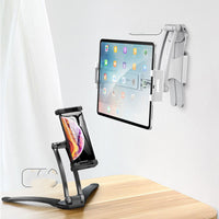 HKM-403283 Wall-Mounted Adjustable Support Frame for 5-15.6 Inch Tablets and Monitors in Silver-White and Black