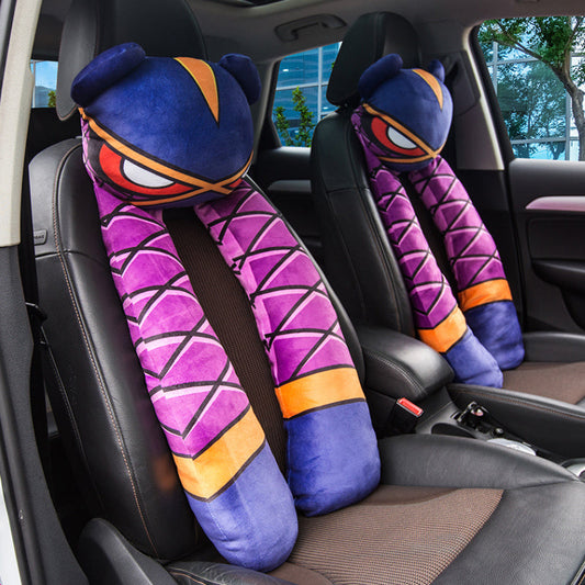 HKM-403347 Cartoon Ninja Throw Pillow - Beige Soft Hug Pillow with Synthetic Fiber Filling