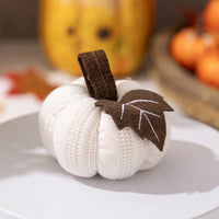 HKM-403347 Thanksgiving Decorative Pumpkin Set - Orange, Gray, and White Knit Ornaments