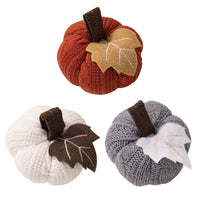 HKM-403347 Thanksgiving Decorative Pumpkin Set - Orange, Gray, and White Knit Ornaments