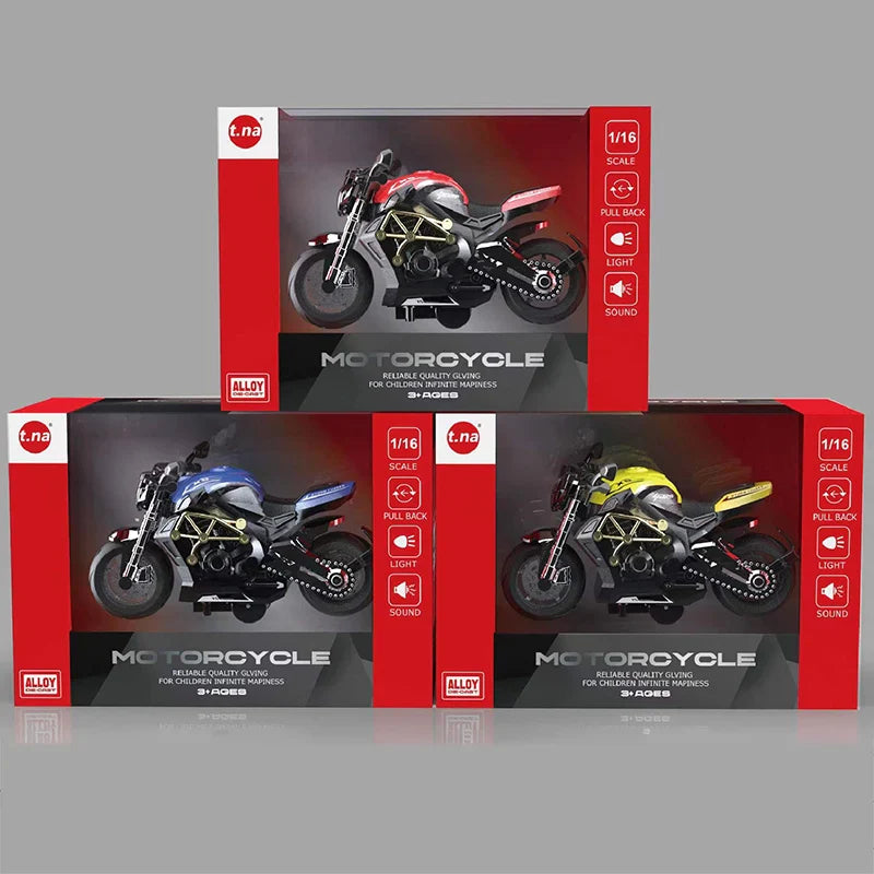 HKM-403475 1:12 Scale Diecast Motorcycle Model Toy with Lights and Music for Ages 3 and Up