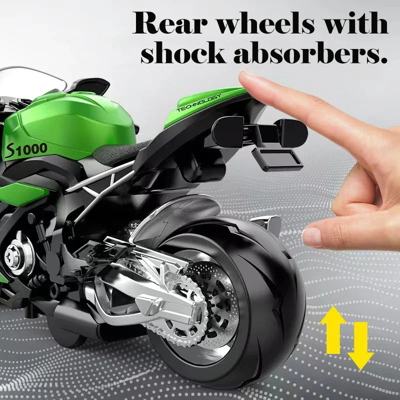 HKM-403475 1:12 Scale Diecast Motorcycle Model Toy with Lights and Music for Ages 3 and Up