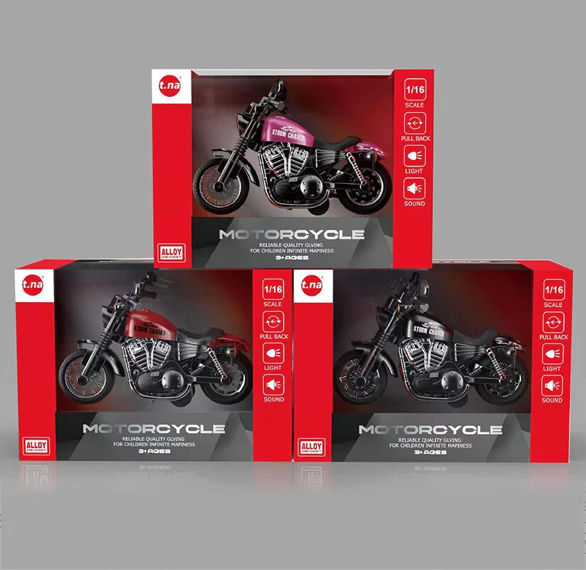 HKM-403475 1:12 Scale Diecast Motorcycle Model Toy with Lights and Music for Ages 3 and Up