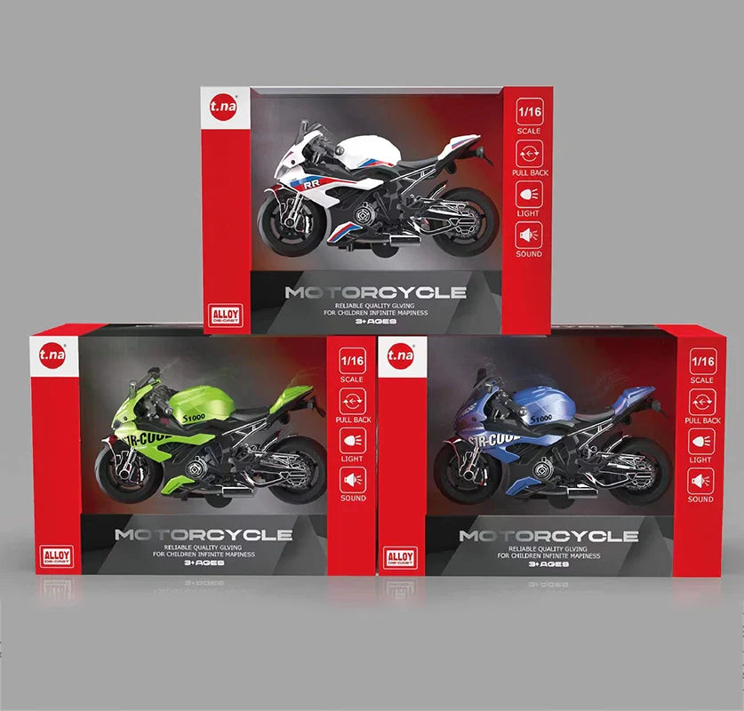 HKM-403475 1:12 Scale Diecast Motorcycle Model Toy with Lights and Music for Ages 3 and Up