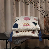 HKM-403539 Cotton Tufted White Pillowcase with Tassels for a Chic Casual Aesthetic