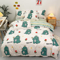 HKM-403539 Four-Piece Cotton Bedding Set with Floral Quilt Cover and Pillowcases