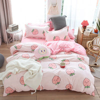 HKM-403539 Four-Piece Cotton Bedding Set with Floral Quilt Cover and Pillowcases