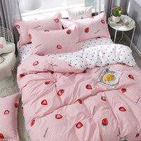 HKM-403539 Four-Piece Cotton Bedding Set with Floral Quilt Cover and Pillowcases