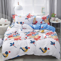 HKM-403539 Four-Piece Cotton Bedding Set with Floral Quilt Cover and Pillowcases