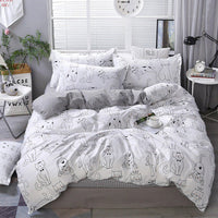 HKM-403539 Four-Piece Cotton Bedding Set with Floral Quilt Cover and Pillowcases