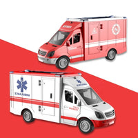 HKM-403859 1:16 Scale Inertial Friction Ambulance Toy with Sound for Kids