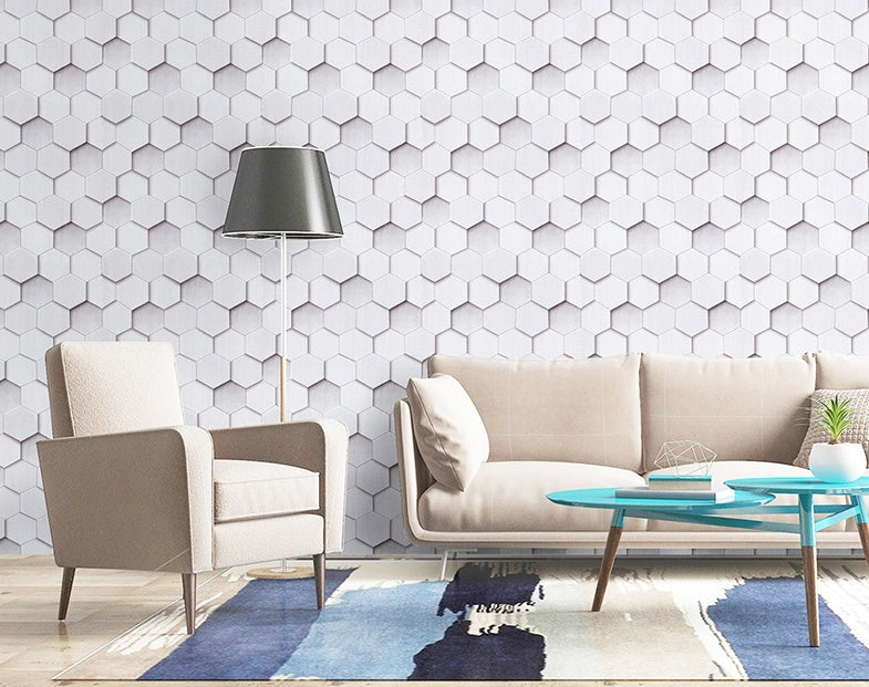 KTX-403923 Waterproof Self-Adhesive 3D Geometric Pattern Vinyl Wallpaper, 45cm x 600cm, Removable and Easy to Clean