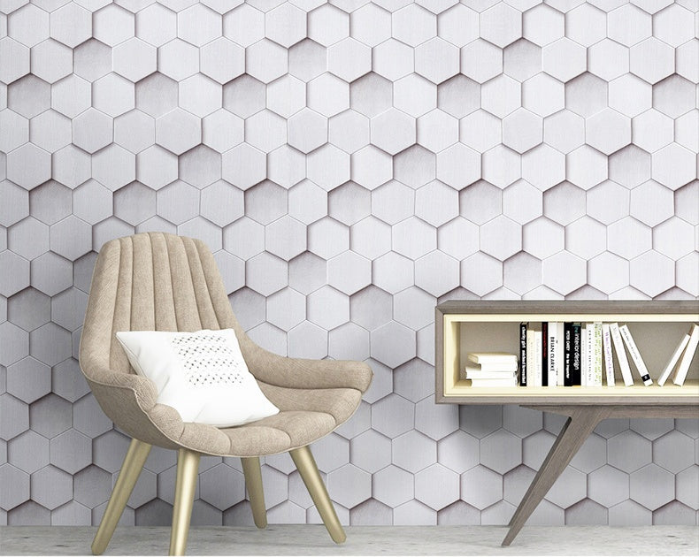 KTX-403923 Waterproof Self-Adhesive 3D Geometric Pattern Vinyl Wallpaper, 45cm x 600cm, Removable and Easy to Clean