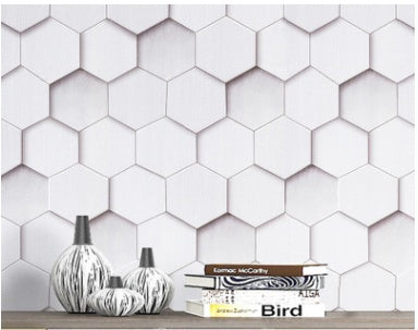 KTX-403923 Waterproof Self-Adhesive 3D Geometric Pattern Vinyl Wallpaper, 45cm x 600cm, Removable and Easy to Clean