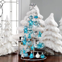 HKM-403987 Metal Christmas Tree Desktop Decoration - Red and Gold Mini Hanging Design for Home and Office