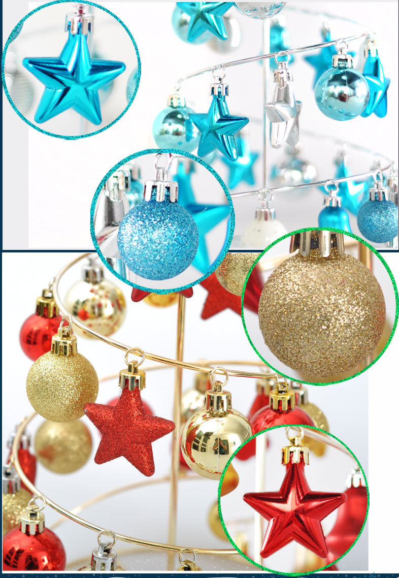 HKM-403987 Metal Christmas Tree Desktop Decoration - Red and Gold Mini Hanging Design for Home and Office