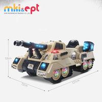 HKM-404179 Remote Control Kids Ride-On Car with Music Light – 2.4G Military Toy Tank